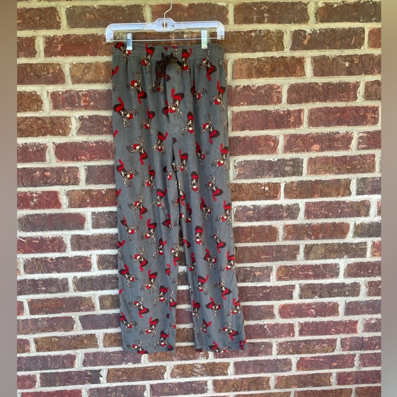 Men’s Gray Stafford Santa Buck Deer Fleece Sleep Lounge Pants Size Small - Picture 1 of 8